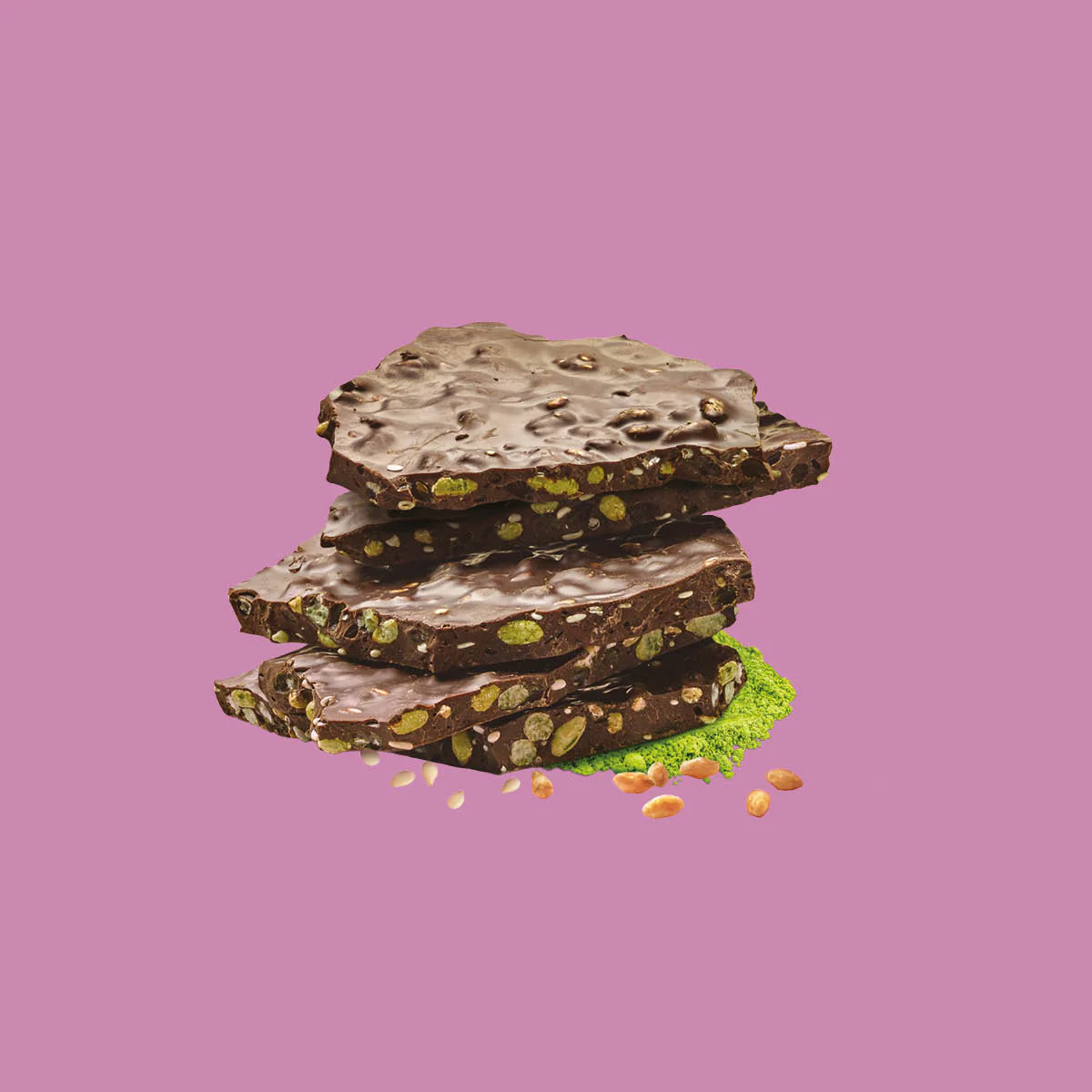 MATCHA MAGIC - Organic 62% Chocolate Bark Roasted sesame, crispy rice and matcha - Image 3